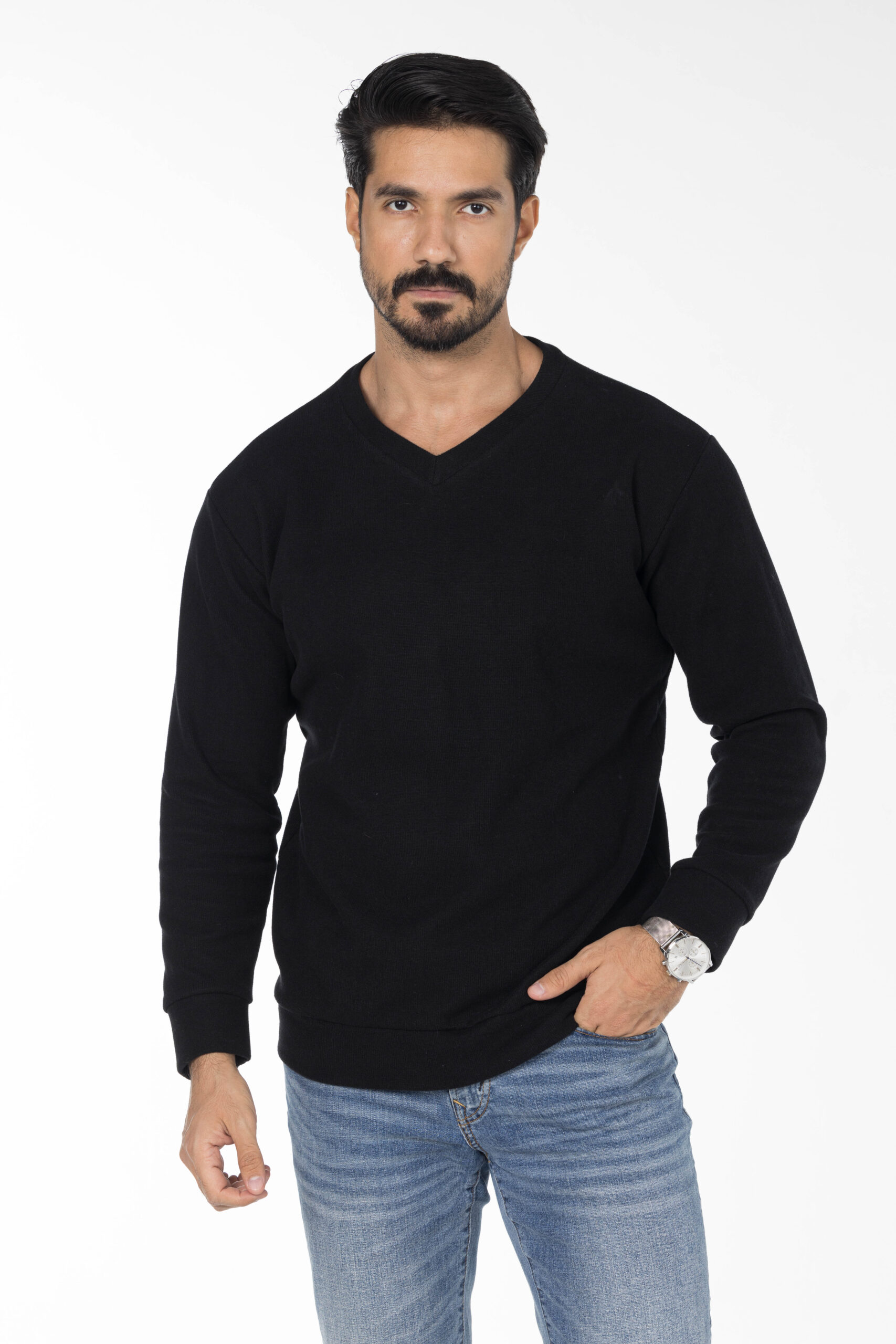 Kashmir Pullover - V Neckline - Black pic2