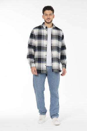 Plaid Wool Shirt - Oversized - Black Blue Grey pic12