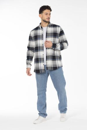 Plaid Wool Shirt - Oversized - Black Blue Grey pic13