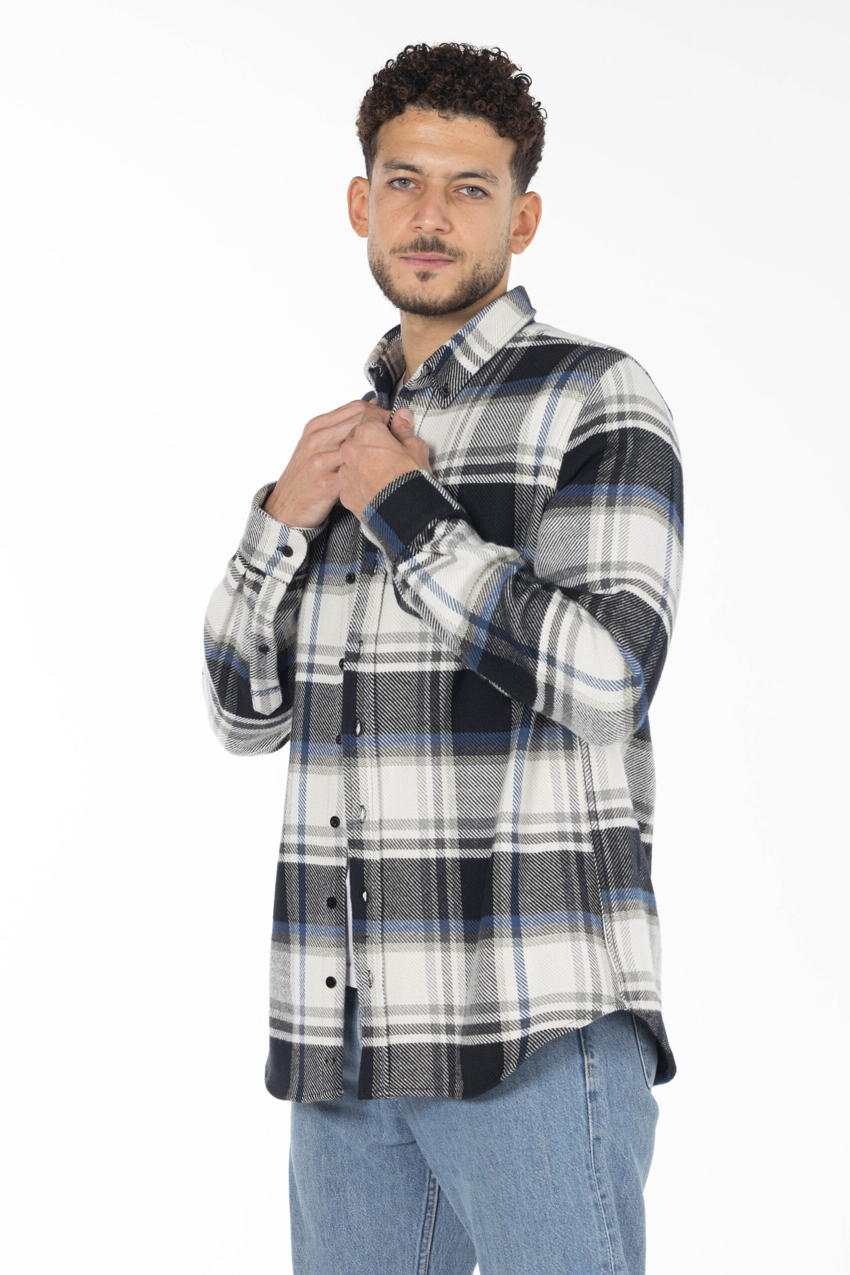 Plaid Wool Shirt - Oversized - Black Blue Grey pic15