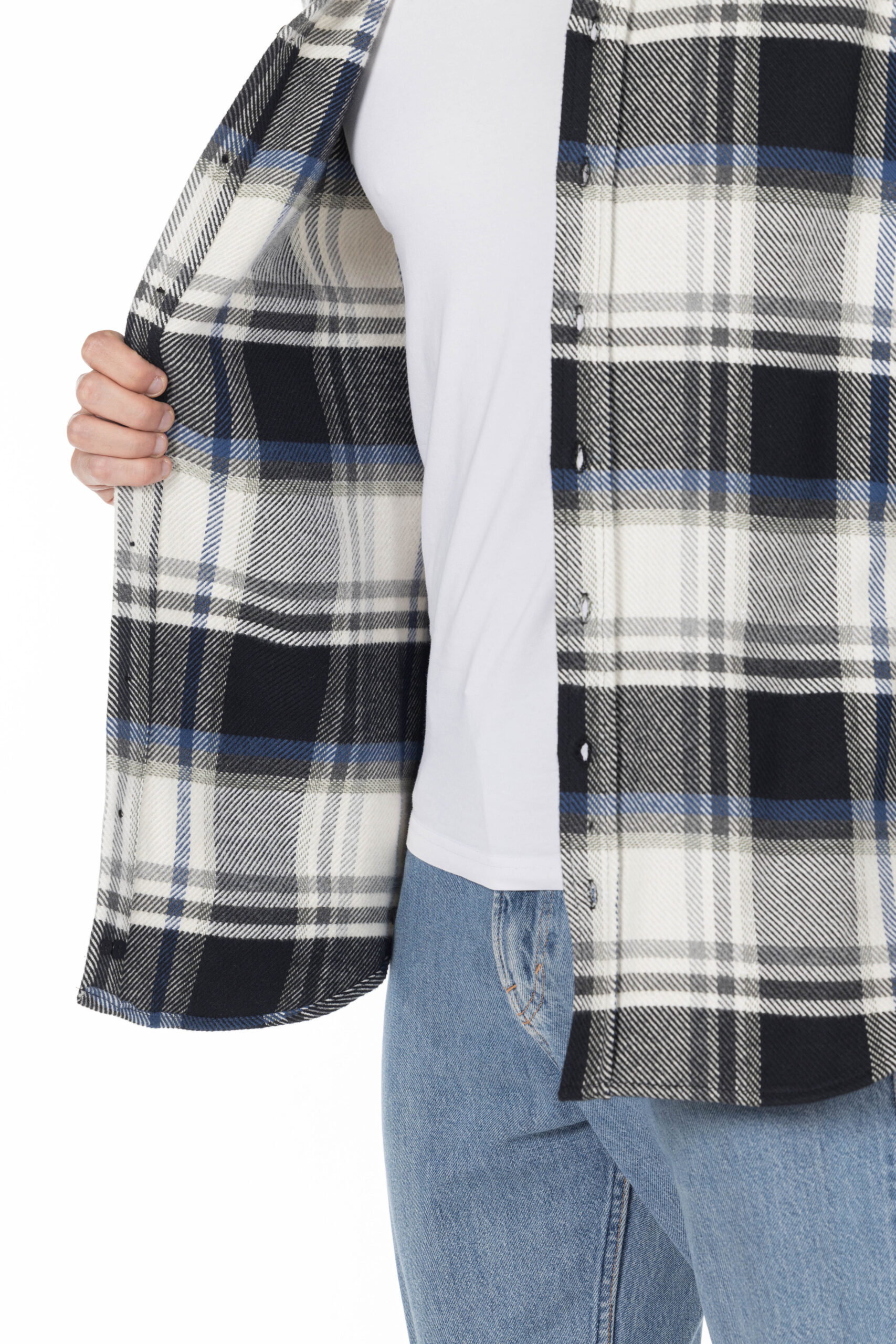 Plaid Wool Shirt - Oversized - Black Blue Grey pic16