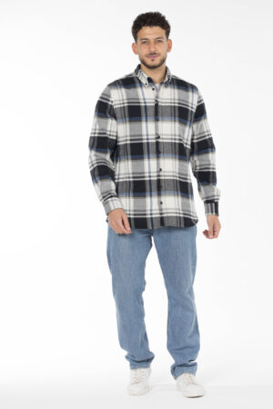 Plaid Wool Shirt - Oversized - Black Blue Grey pic2