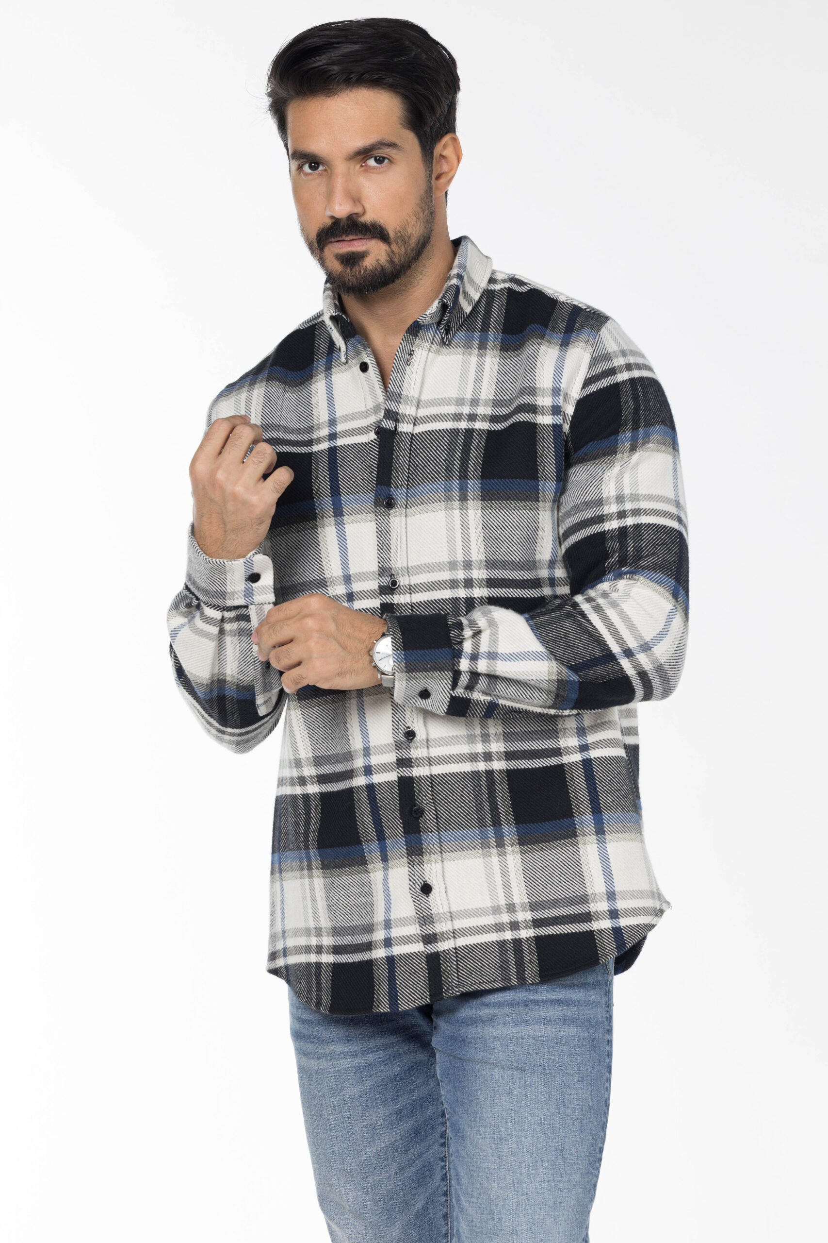 Plaid Wool Shirt - Oversized - Black Blue Grey pic20