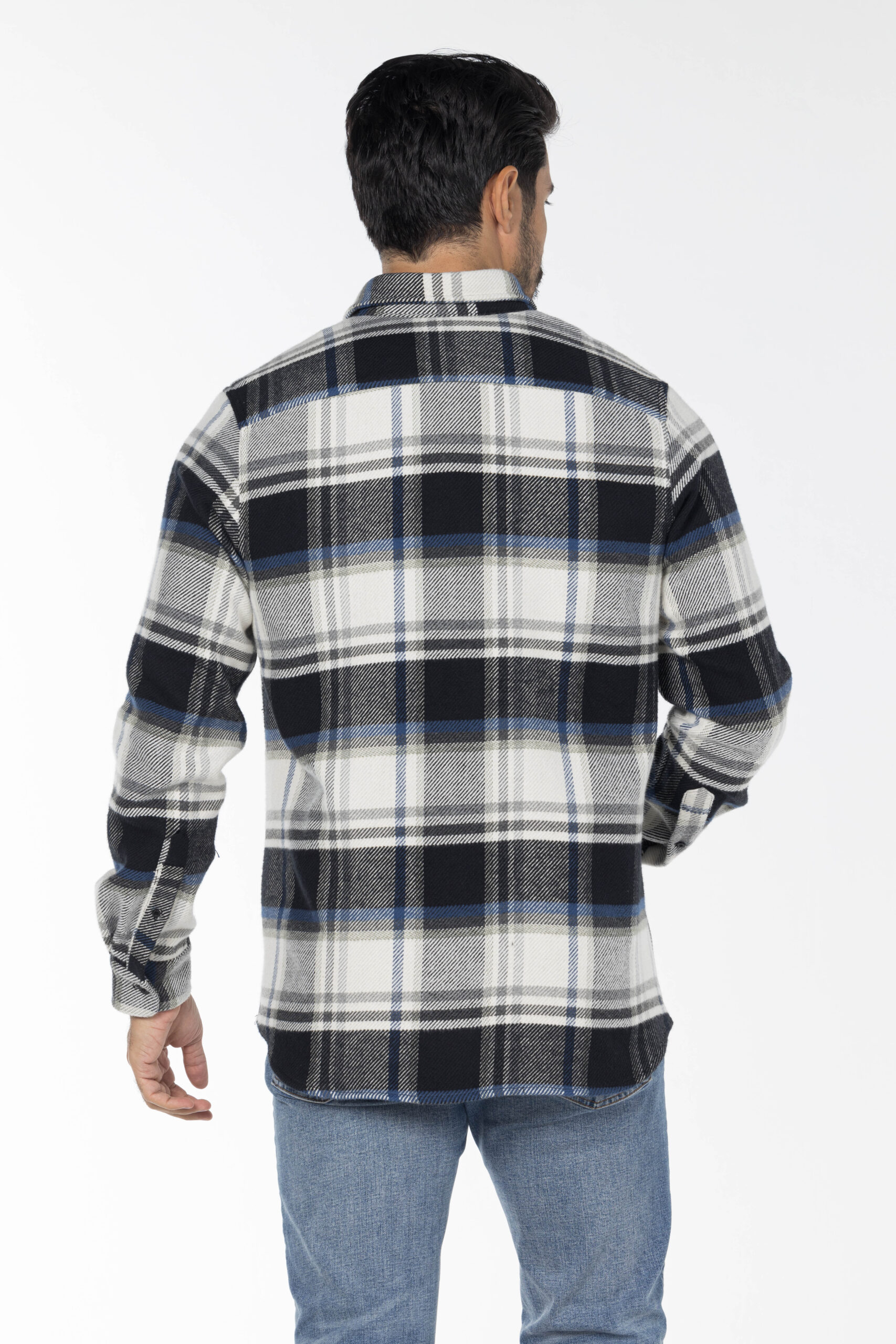 Plaid Wool Shirt - Oversized - Black Blue Grey pic21