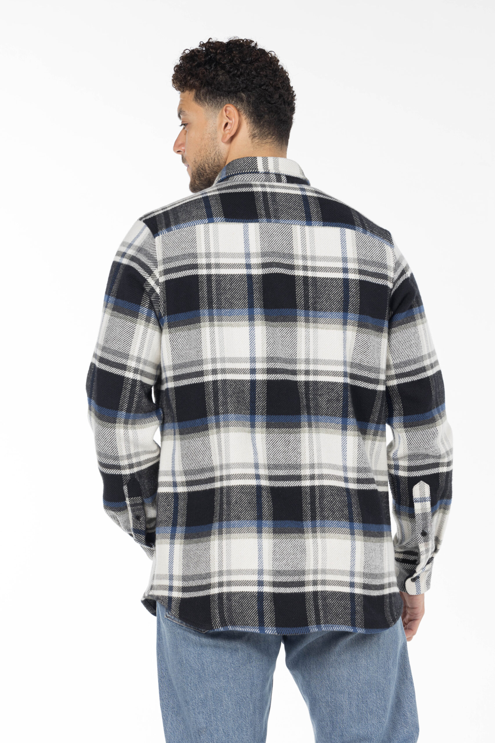 Plaid Wool Shirt - Oversized - Black Blue Grey pic7