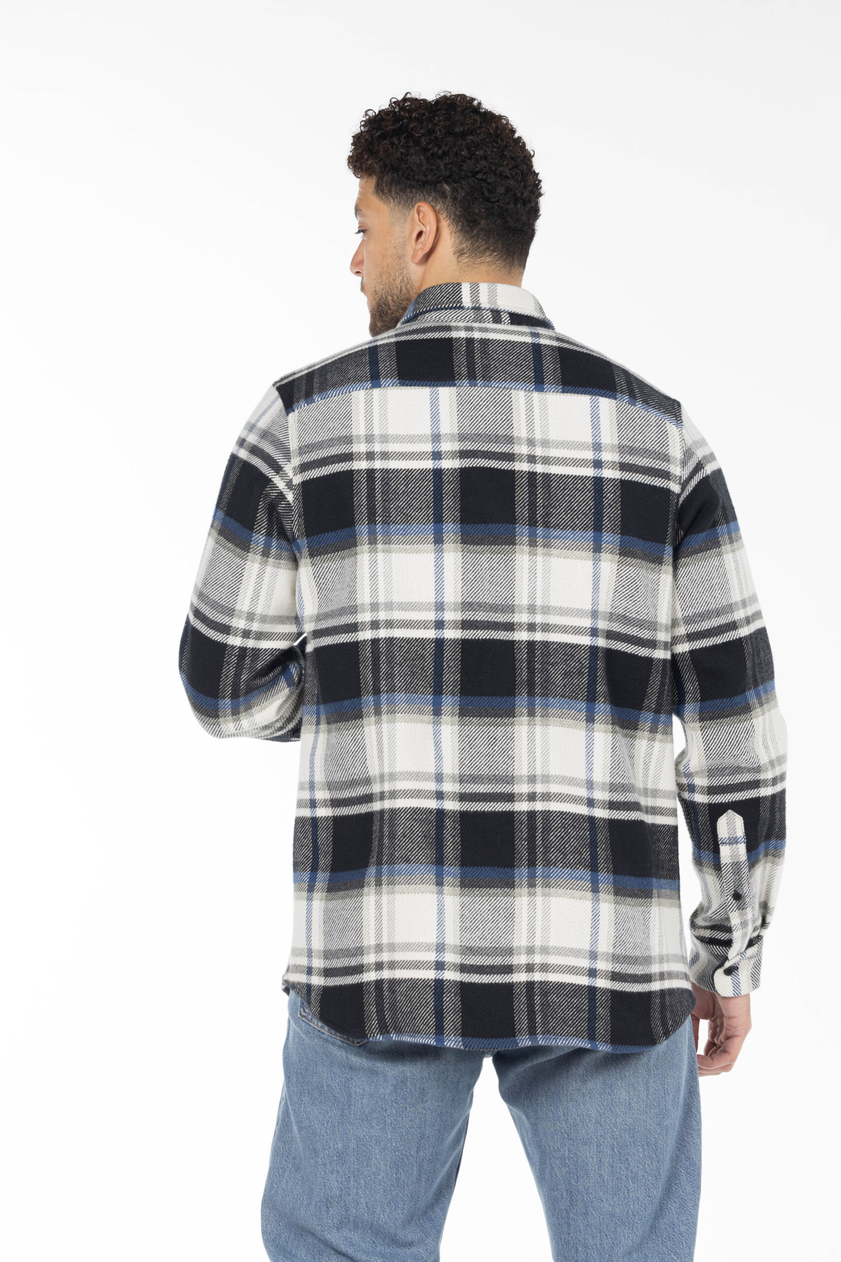 Plaid Wool Shirt - Oversized - Black Blue Grey pic8