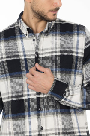 Plaid Wool Shirt - Oversized - Black Blue Grey pic9