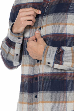 Plaid Wool Shirt - Oversized - Grey Mustard Burgundy pic12