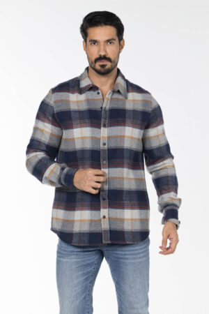 Plaid Wool Shirt - Oversized - Grey Mustard Burgundy pic17