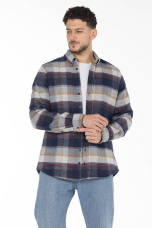 Plaid Wool Shirt - Oversized - Grey Mustard Burgundy pic4