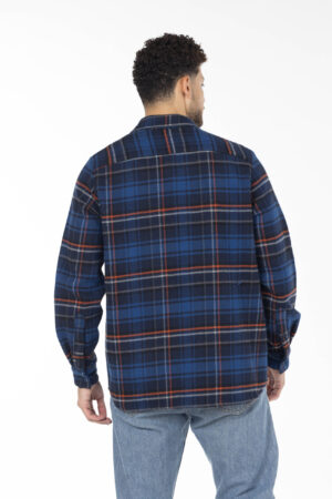 Plaid Wool Shirt - Oversized - Navy Blue Orange Grey pic13