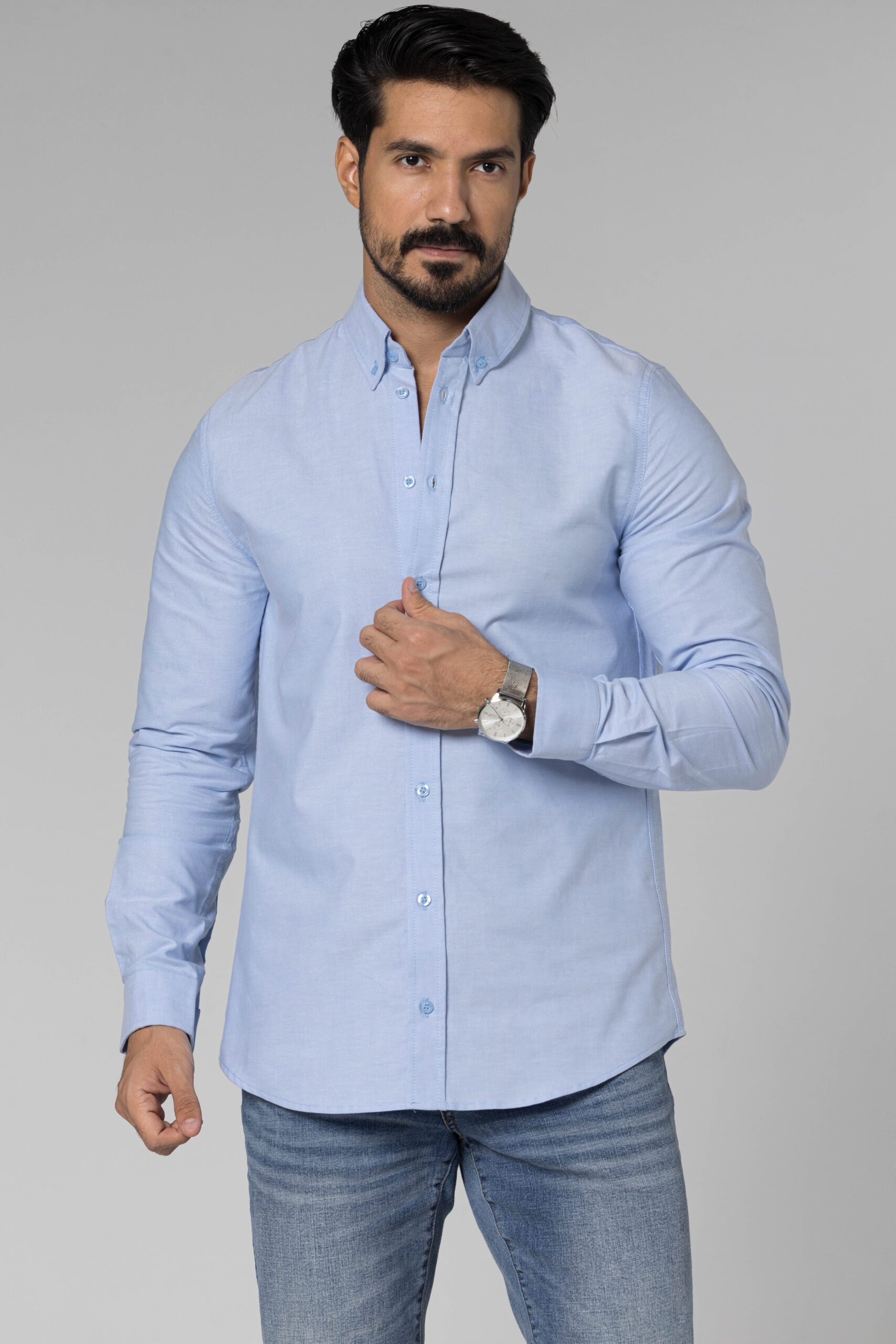 Plain Oxford Shirt - Regular Fit - Baby Blue pic1