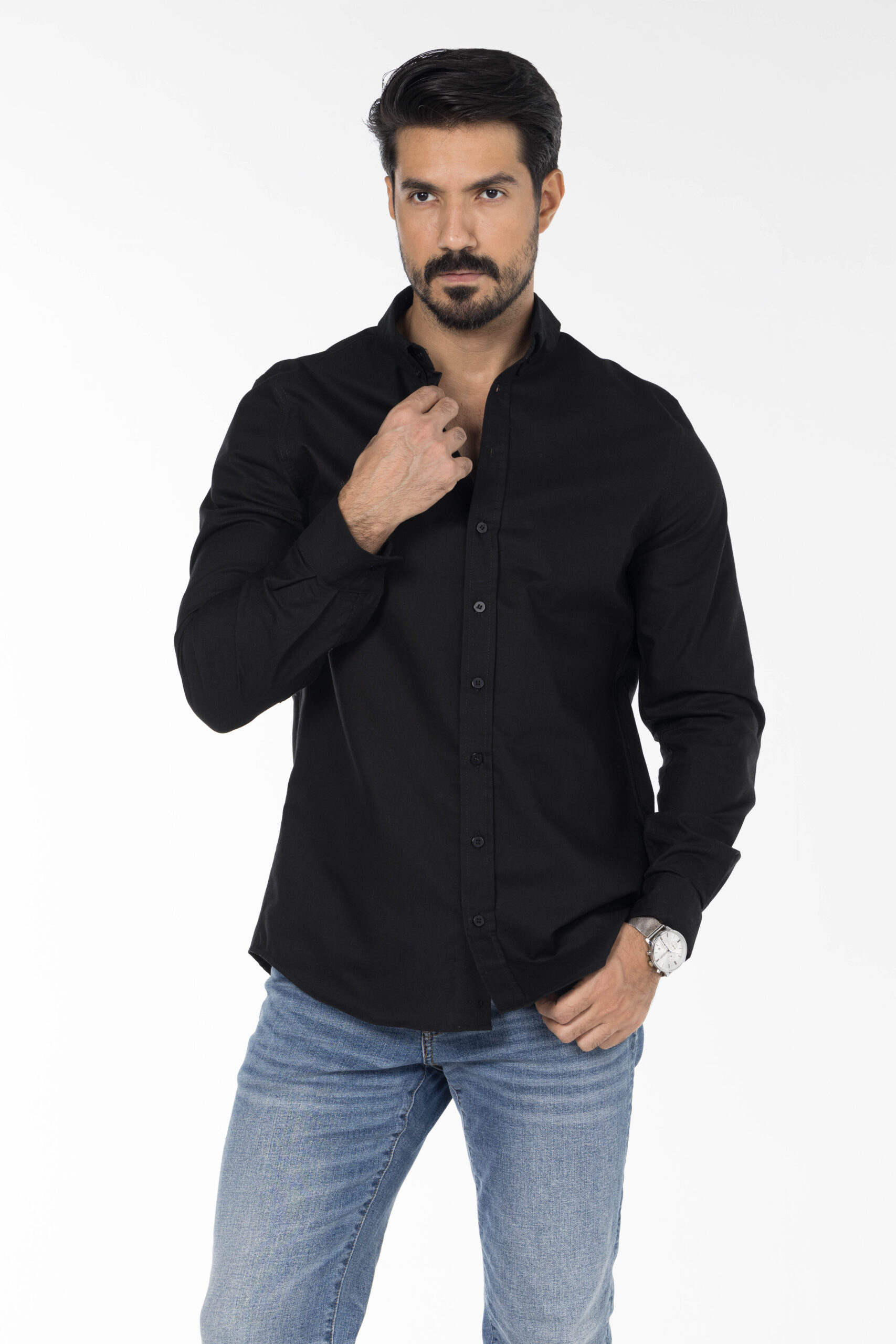 Plain Oxford Shirt - Regular Fit - Black pic10