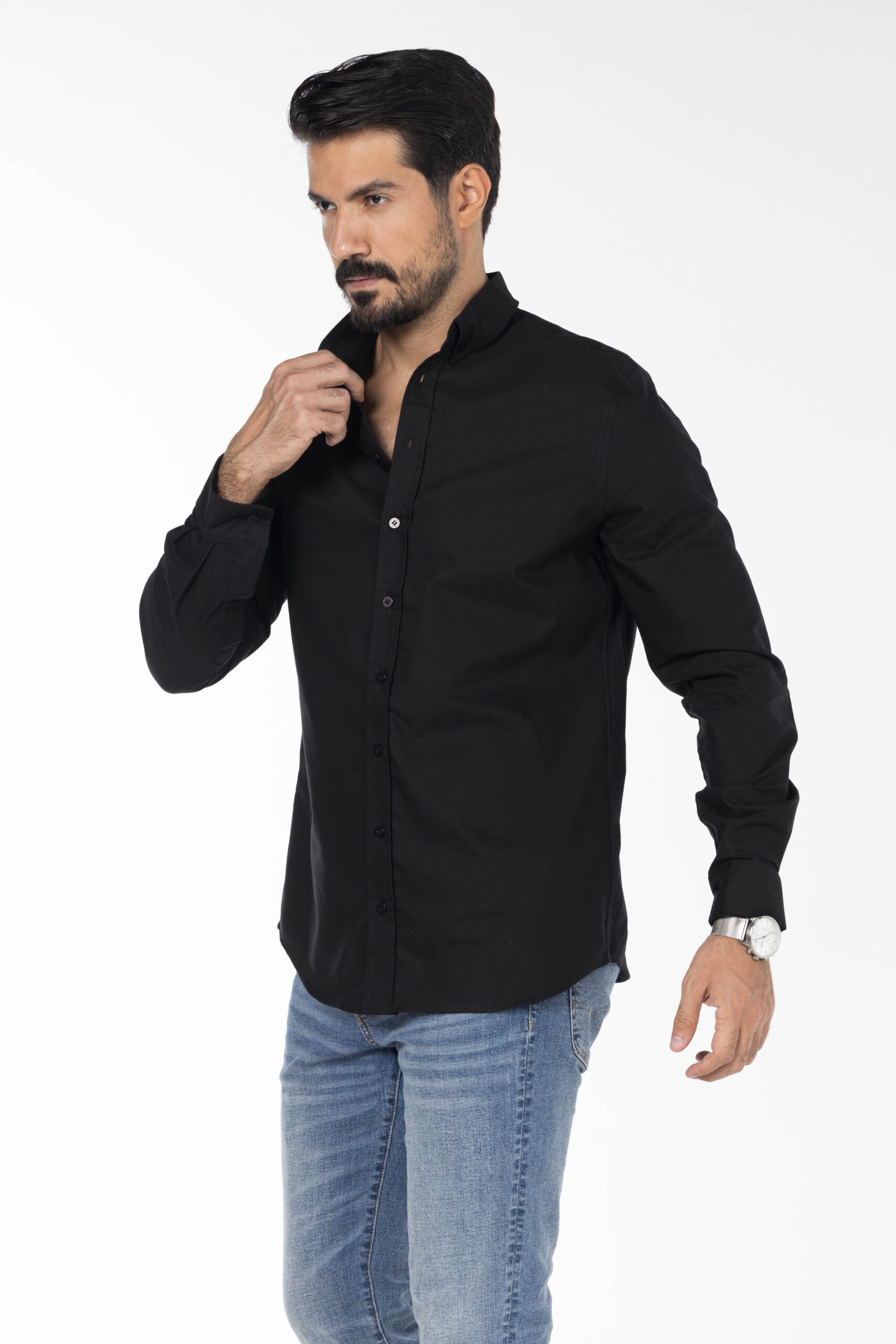 Plain Oxford Shirt - Regular Fit - Black pic9