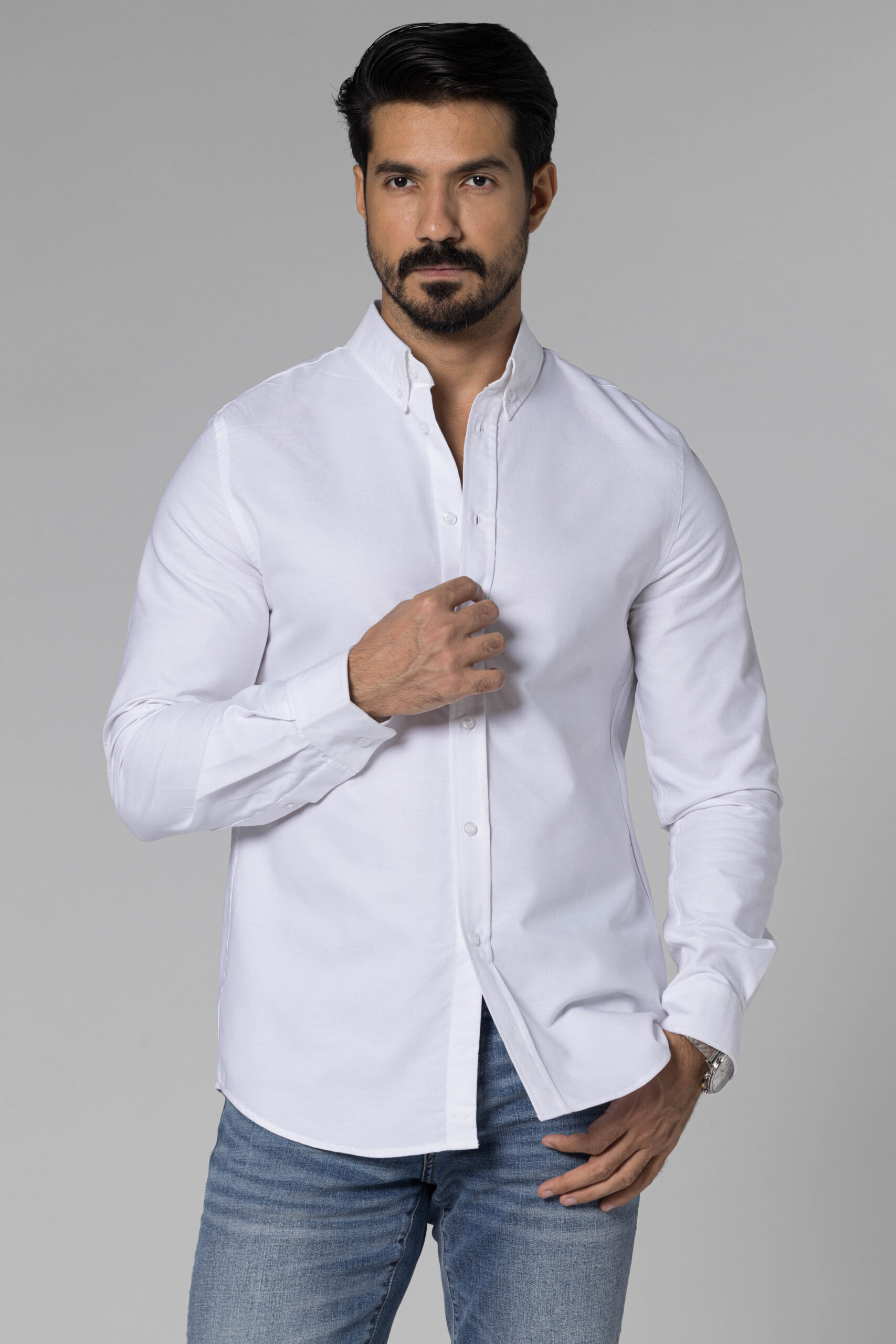 Plain Oxford Shirt - Regular Fit - White pic4