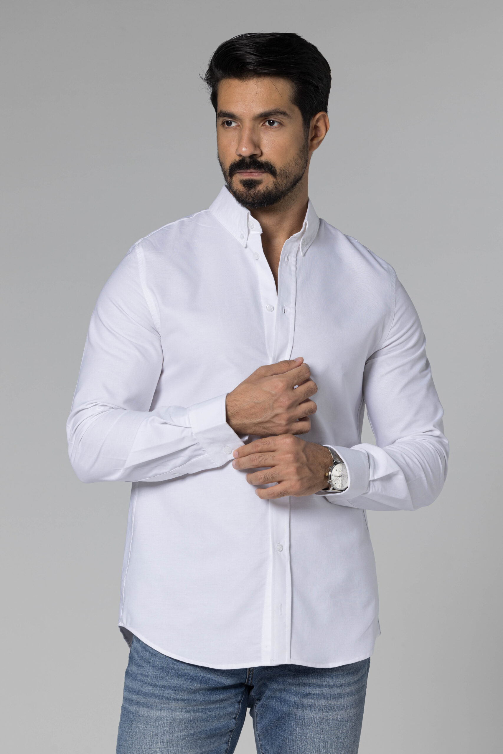 Plain Oxford Shirt - Regular Fit - White pic5