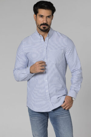 Stripe Oxford Shirt - Regular Fit - Baby Blue pic1