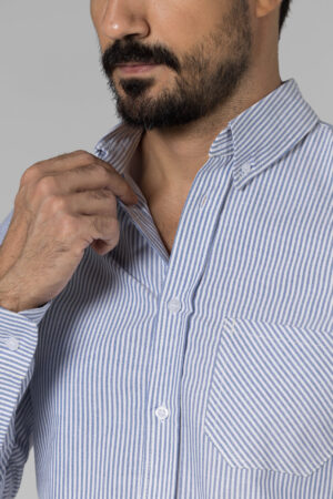 Stripe Oxford Shirt - Regular Fit - Baby Blue pic10