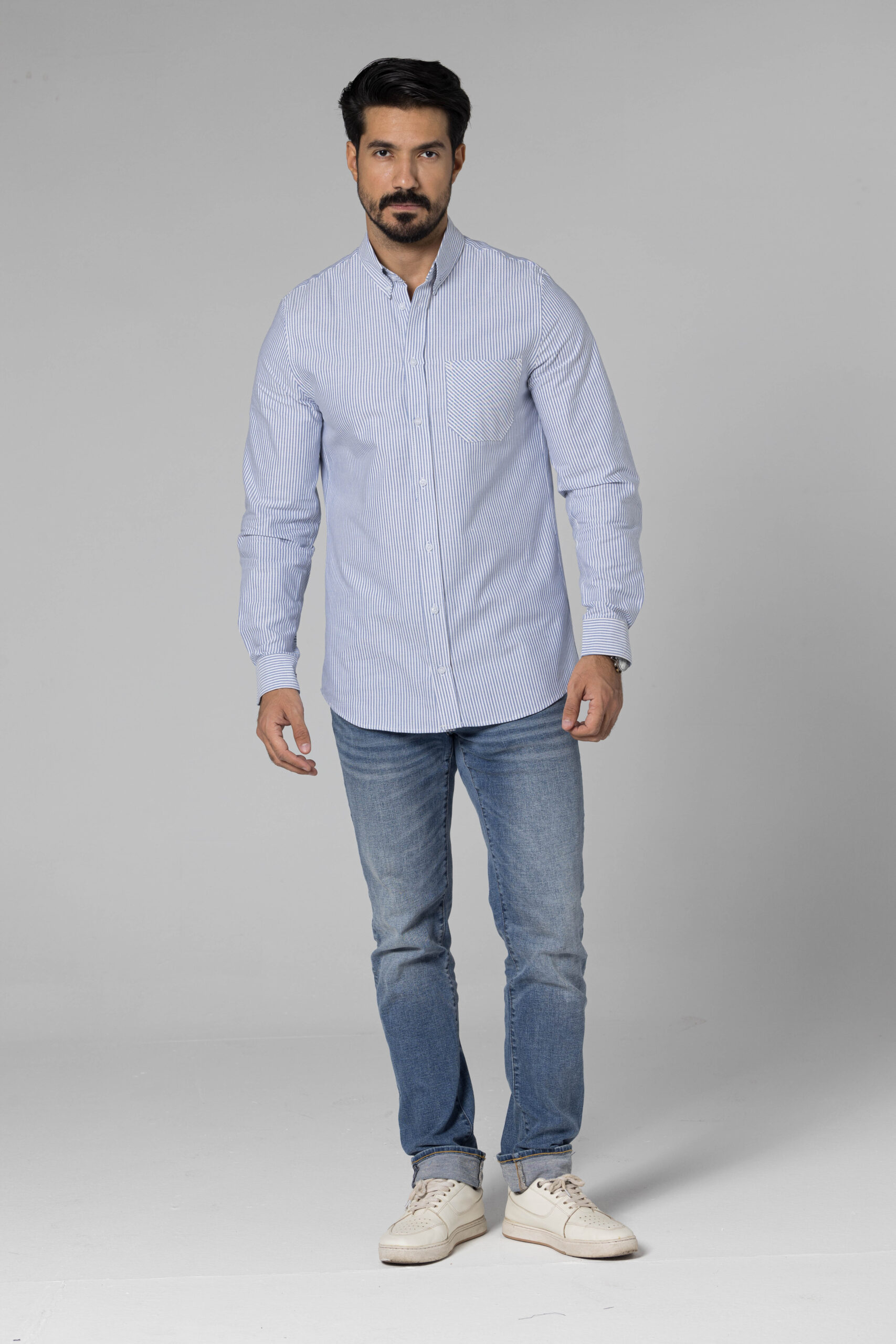 Stripe Oxford Shirt - Regular Fit - Baby Blue pic2