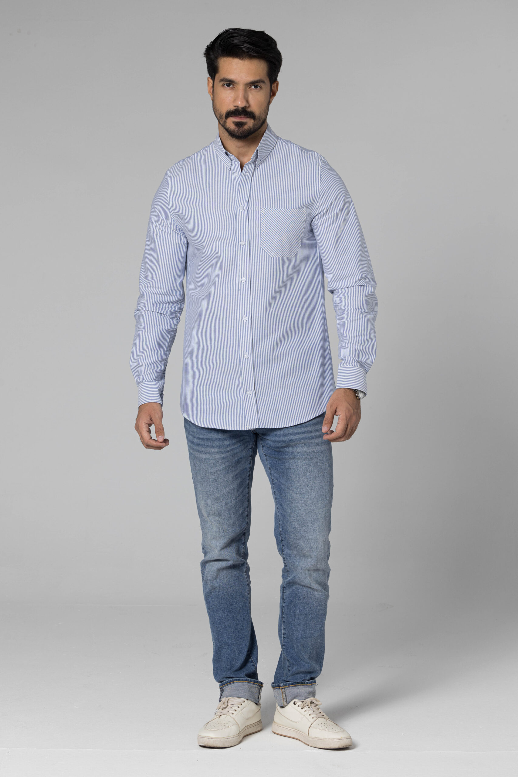 Stripe Oxford Shirt - Regular Fit - Baby Blue pic3