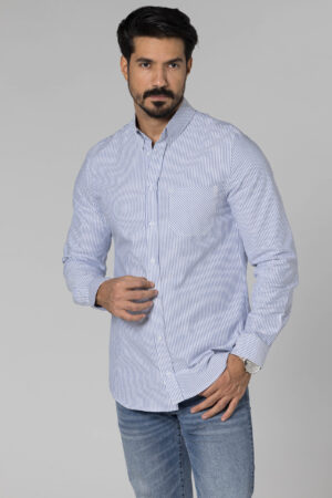 Stripe Oxford Shirt - Regular Fit - Baby Blue pic5