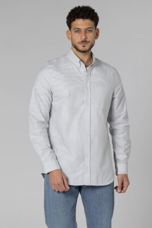 Stripe Oxford Shirt - Regular Fit - Olive Green pic1