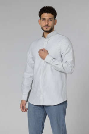 Stripe Oxford Shirt - Regular Fit - Olive Green pic3