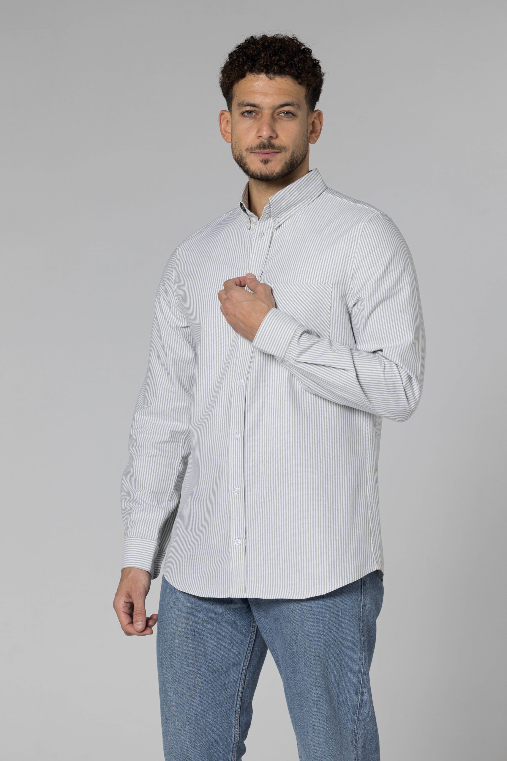 Stripe Oxford Shirt - Regular Fit - Olive Green pic3