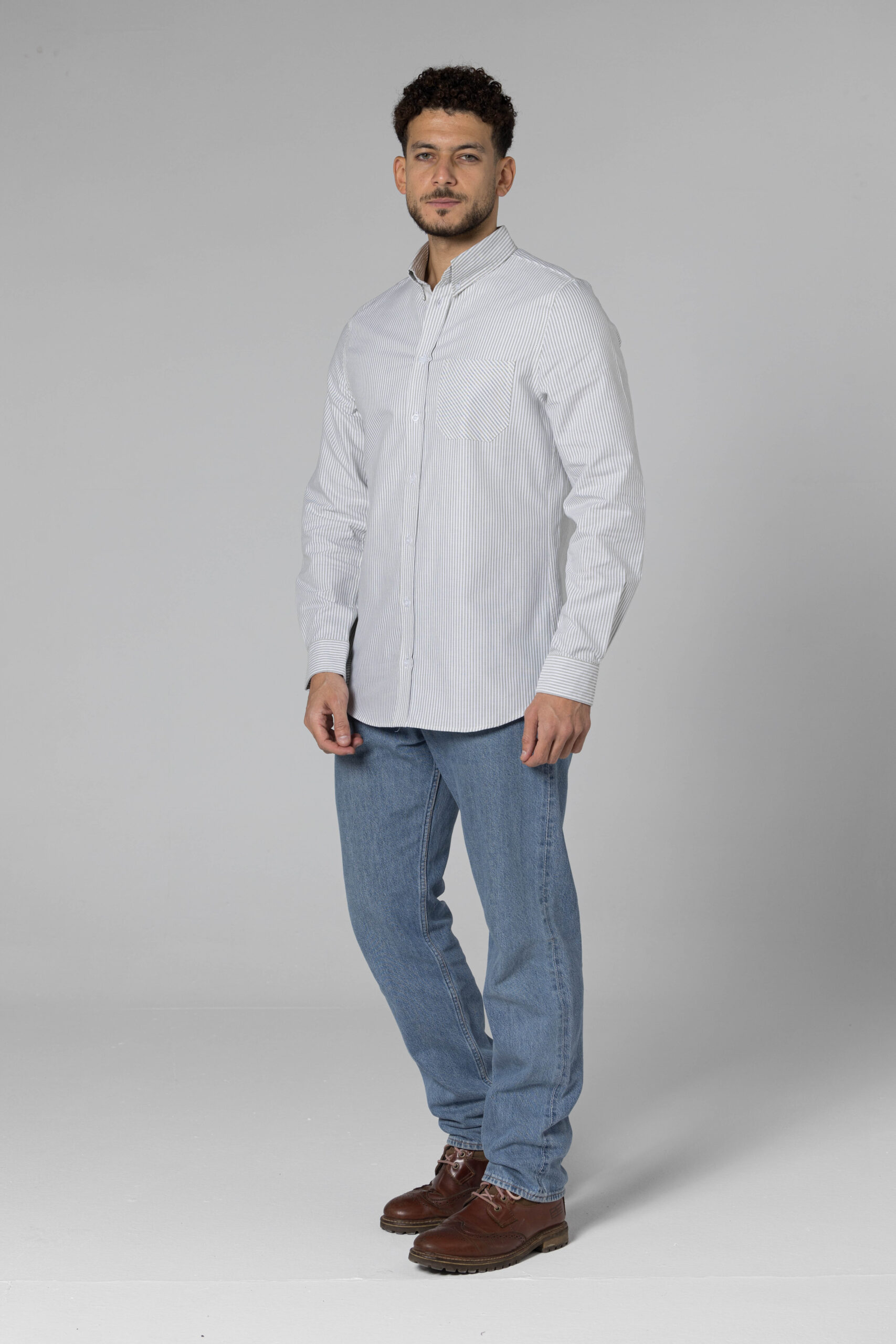 Stripe Oxford Shirt - Regular Fit - Olive Green pic4