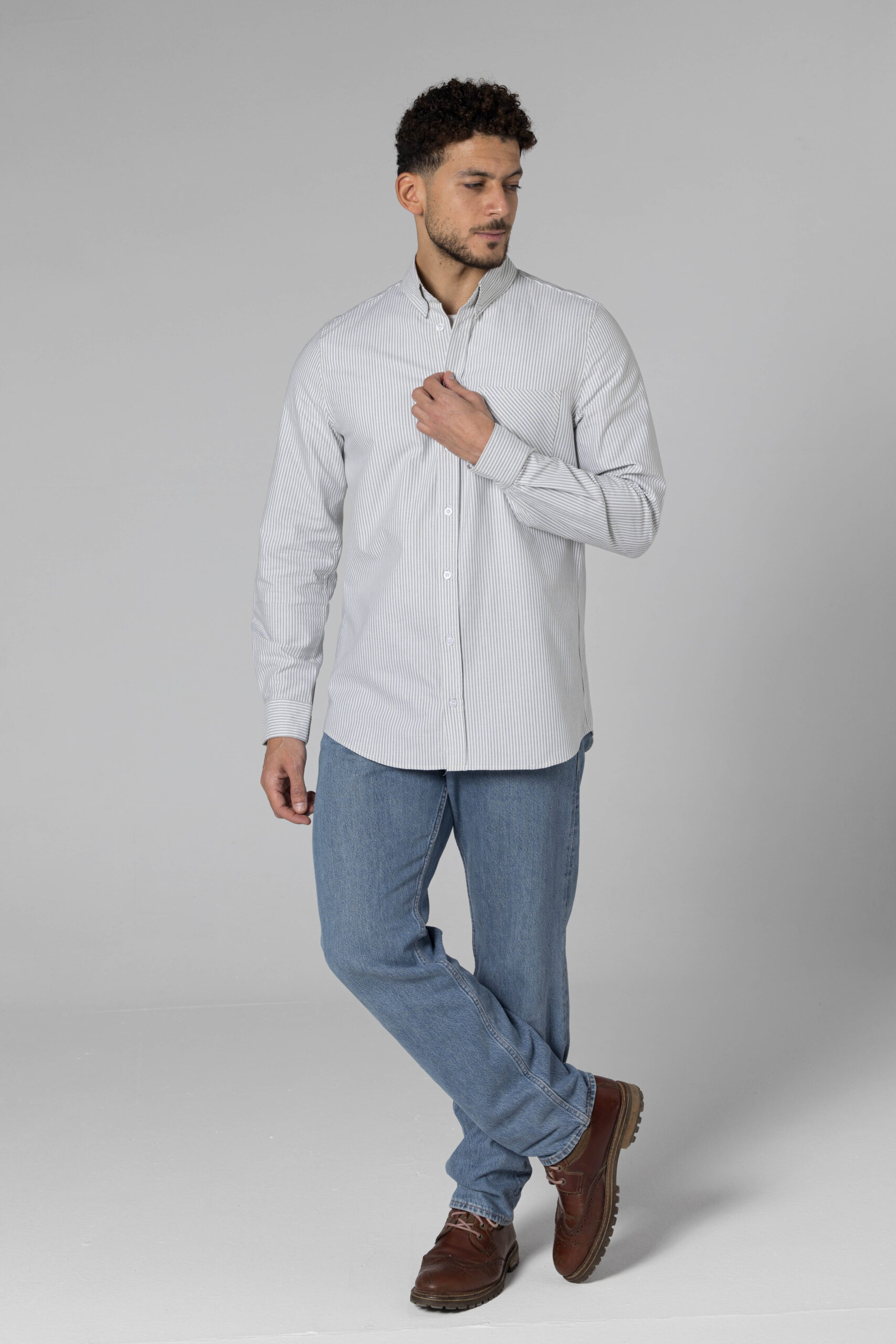 Stripe Oxford Shirt - Regular Fit - Olive Green pic7