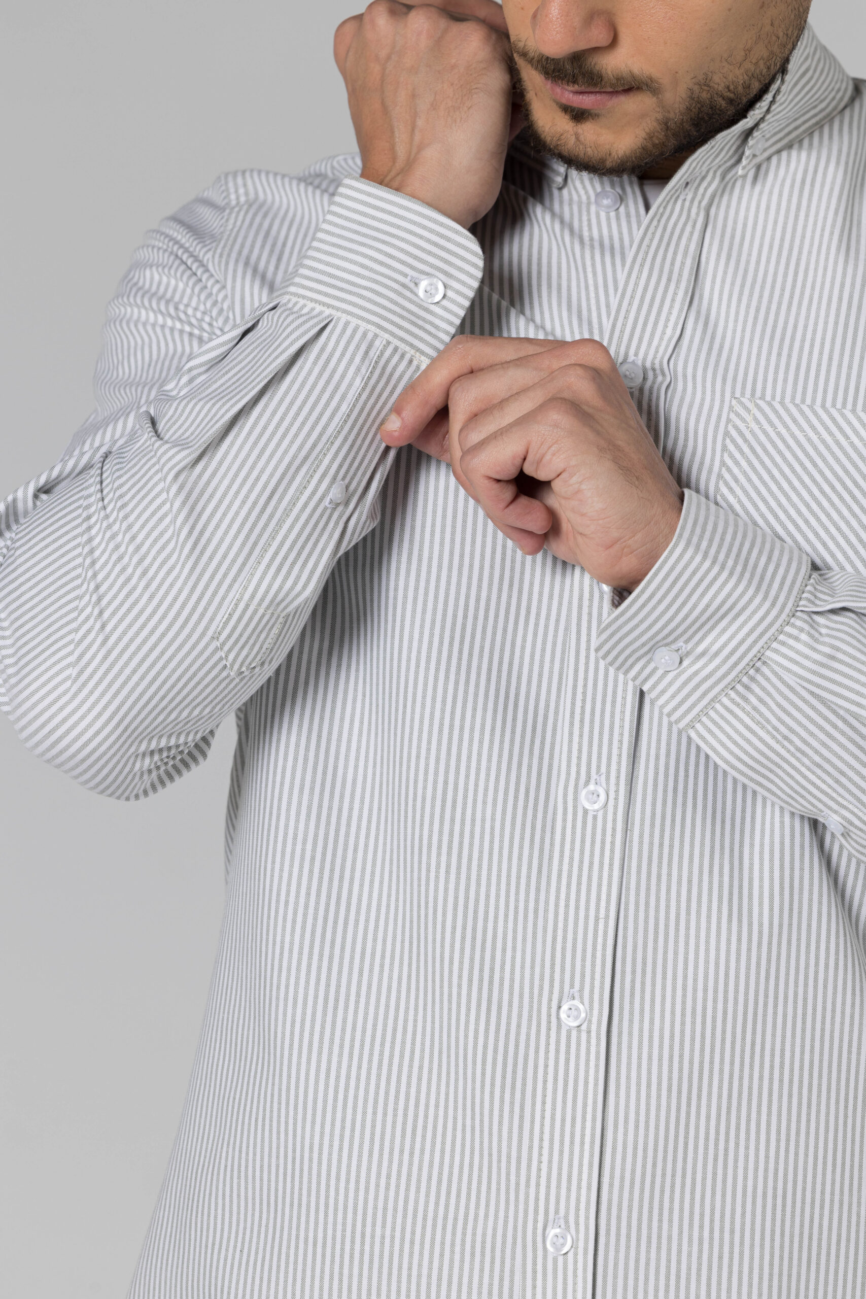 Stripe Oxford Shirt - Regular Fit - Olive Green pic9