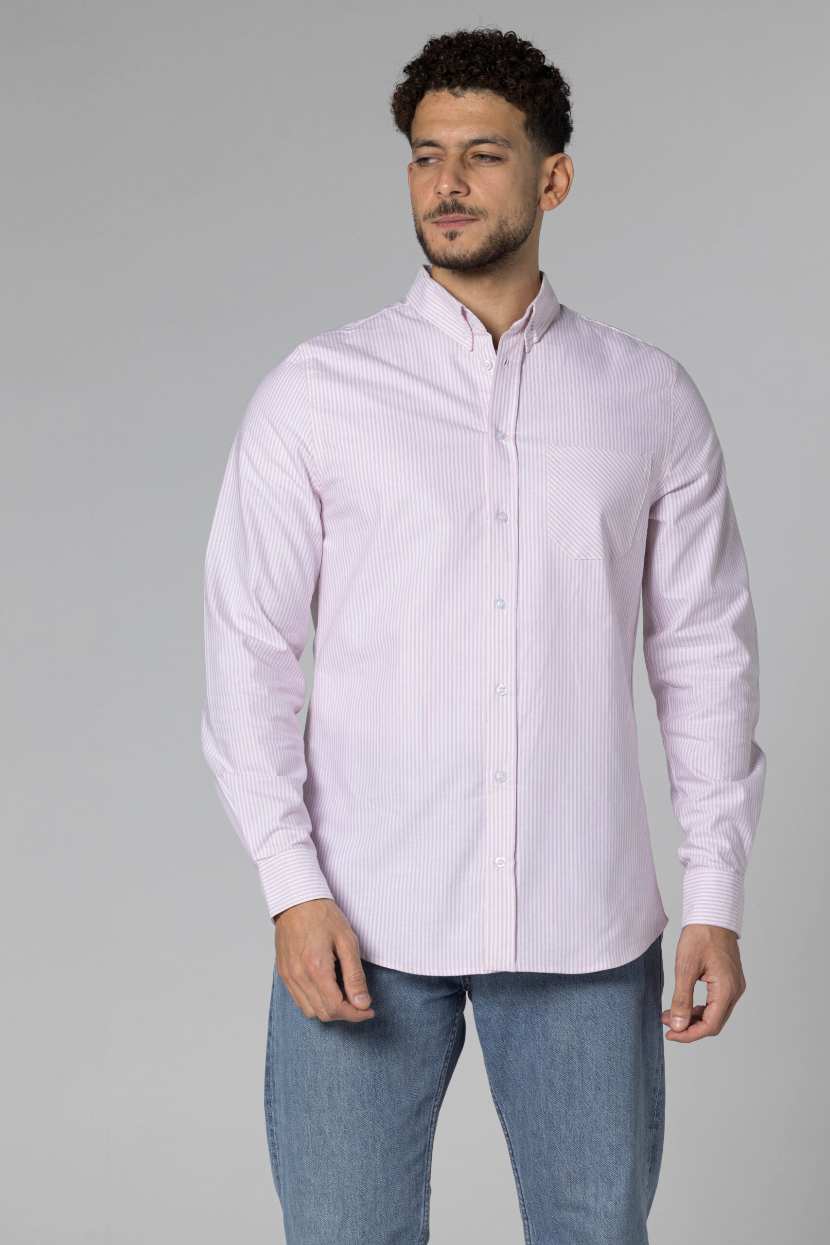 Stripe Oxford Shirt - Regular Fit - Pink pic1