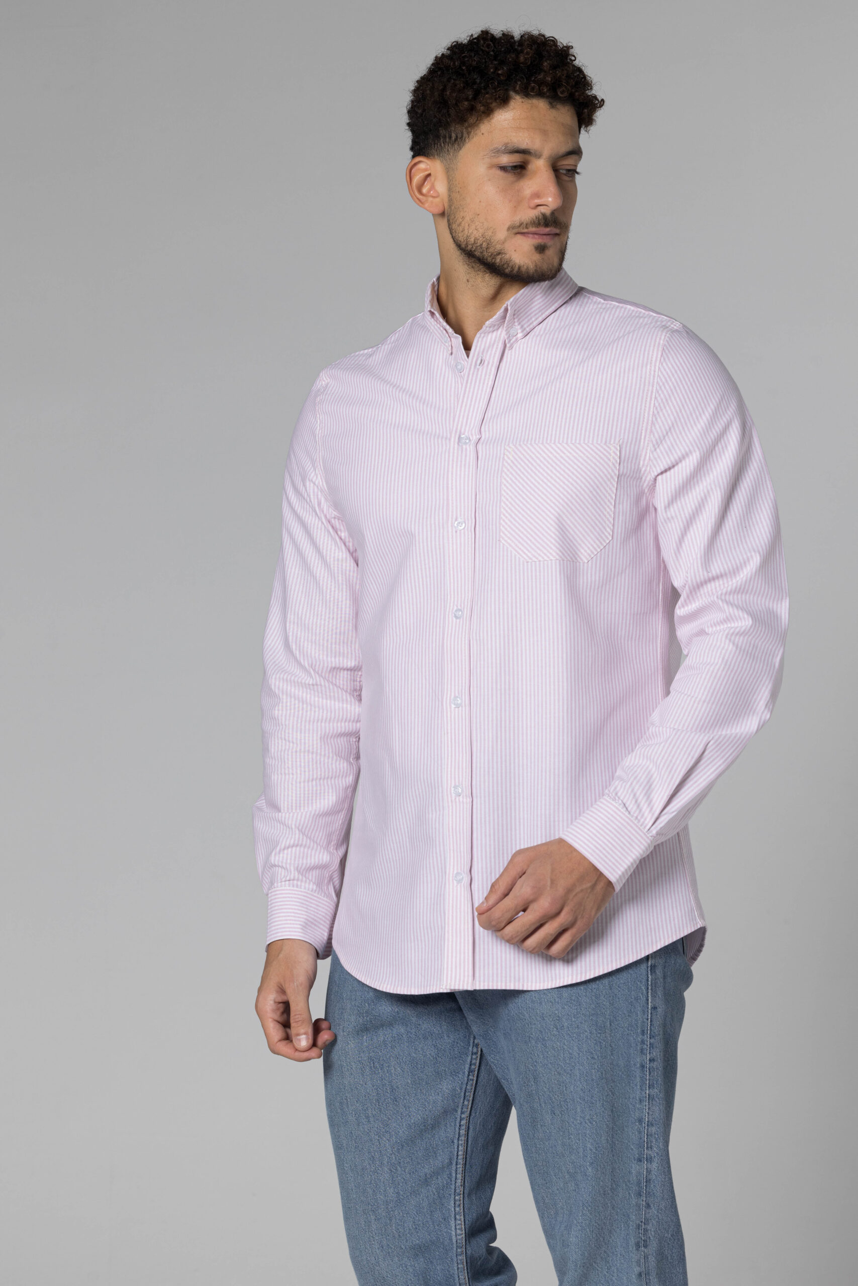 Stripe Oxford Shirt - Regular Fit - Pink pic5