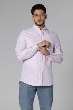 Stripe Oxford Shirt - Regular Fit - Pink pic7