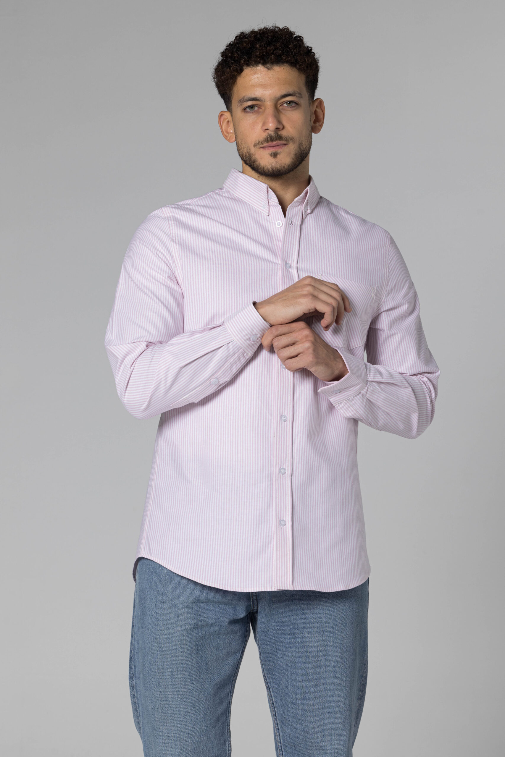 Stripe Oxford Shirt - Regular Fit - Pink pic7