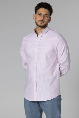 Stripe Oxford Shirt - Regular Fit - Pink pic8